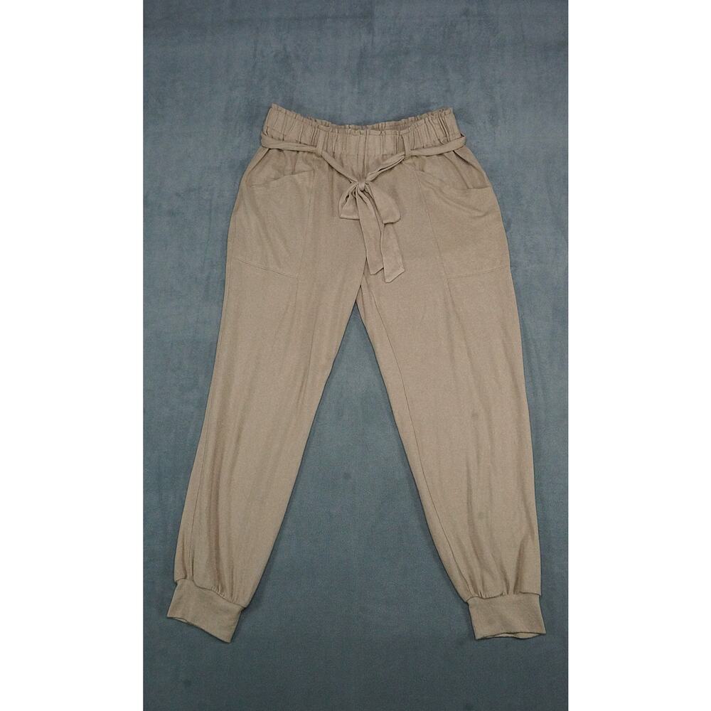 Gibsonlook Women Beige Jogger Pants Elastic Waist Size XL Stretch